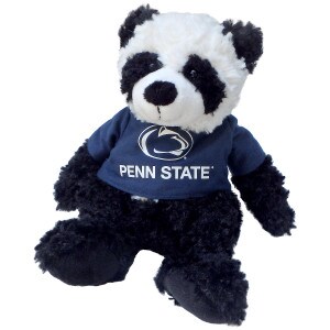 plush panda Cuddle Buddy wearing navy shirt with white Athletic Logo above Penn State